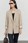 Blazer con doble botonadura con lino